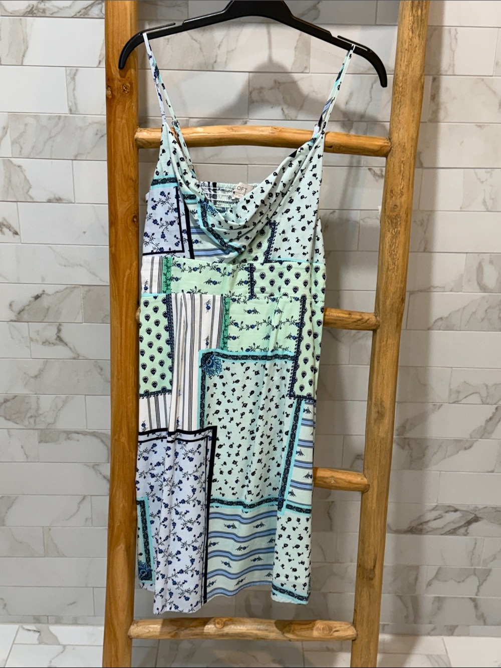 LOFT Mint Green and Navy Paisley Floral sun dress